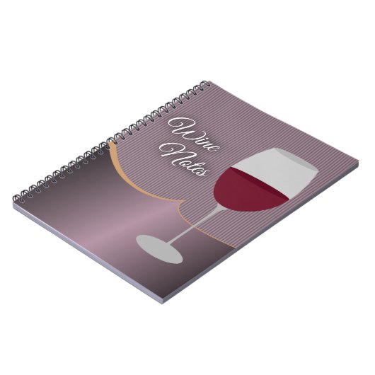 紫色のストライプ及びワイングラスが付いているワインのノート ノートブック (左側)