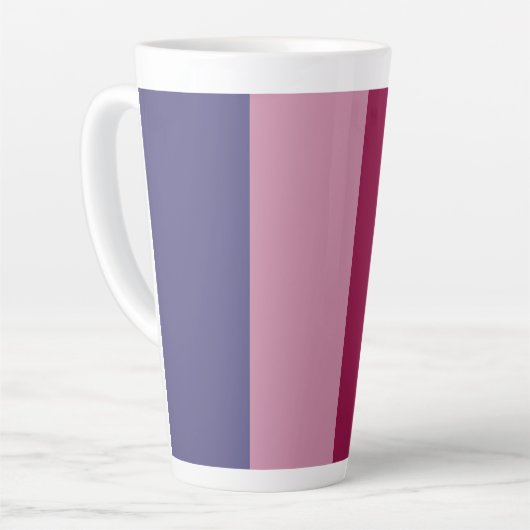 紫色のストライプ カフェラテマグ (左アングル)