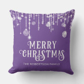 紫色のストリングライトクリスマス クッション (正面)
