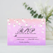 紫色のストリングライトスパークルパーティーRSVPカード 出欠カード (スタンド正面)