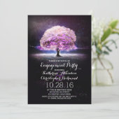 紫色のストリングライトツリー婚約パーティ招待状 招待状 (スタンド正面)