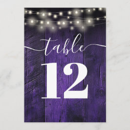 紫色のストリングラ素朴イトBarn Woodテーブル番号 招待状