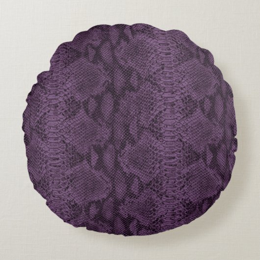 紫色のスネークスキンの革 ラウンドクッション (正面)