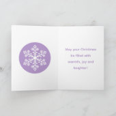 紫色のスノーフレークのクリスマスカード シーズンカード (内部)