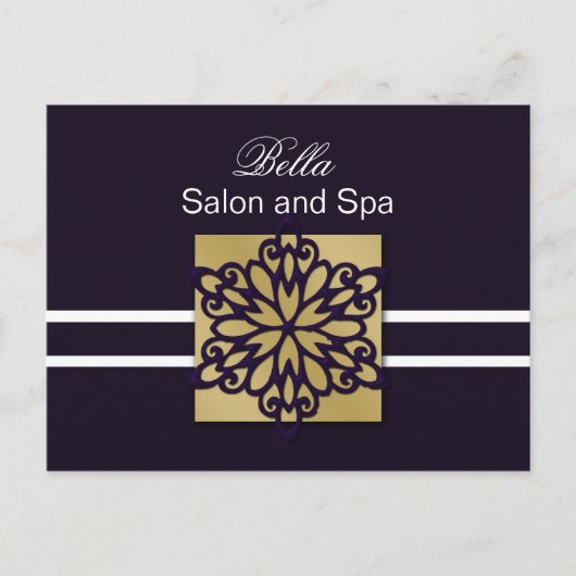 紫色のスノーフレークのビジネスサンキューカード ポストカード (正面)