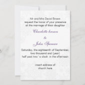 紫色のスノーフレークの冬の結婚式 招待状 (裏面)