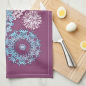 紫色のスノーフレークスキッチンタオル キッチンタオル (四つ折り)