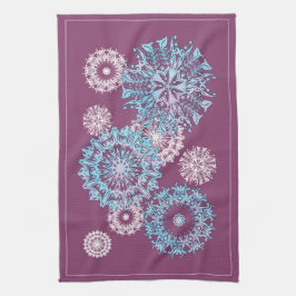 紫色のスノーフレークスキッチンタオル キッチンタオル