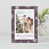 紫色のスノーフレーク写真クリスマスカード シーズンカード (スタンド正面)