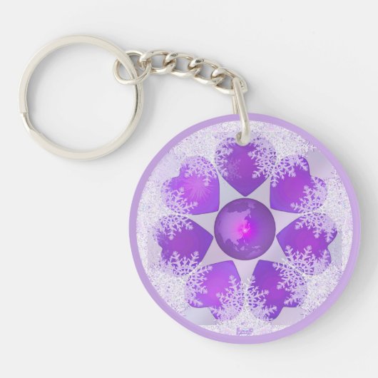 紫色のスノーフレーク キーホルダー (正面)