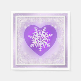 紫色のスノーフレーク スタンダードカクテルナプキン