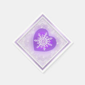 紫色のスノーフレーク スタンダードカクテルナプキン (角)
