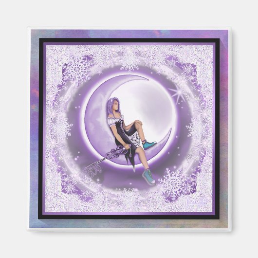 紫色のスノーフレーク マグネット (正面)