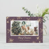 紫色のスパークリスフォトクリスマスカード シーズンカード (スタンド正面)