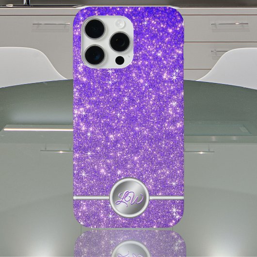 紫色のスパークリングギラギラモノグラム携帯ケース Case-Mate iPhoneケース