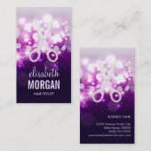 紫色のスパークリーとグリッターはさみ – 美容師 名刺 (正面/裏面)
