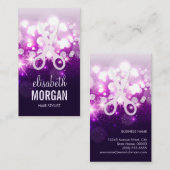 紫色のスパークリーとグリッターはさみ – 美容師 名刺 (正面/裏面)