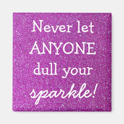 紫色のスパークルスクエアマグネット マグネット (正面)