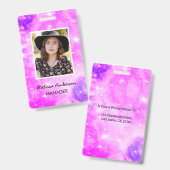 紫色のスパークルスタッフ従業員の写真IDバッジ バッジ (Front & Back)