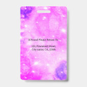 紫色のスパークルスタッフ従業員の写真IDバッジ バッジ (Back)