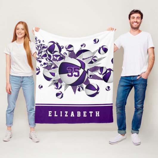 紫色のスポーツデッキガールスカゴボールの星 フリースブランケット (インサイチュ)