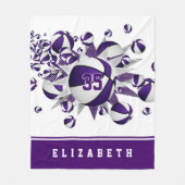 紫色のスポーツデッキガールスカゴボールの星 フリースブランケット (正面)