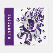 紫色のスポーツデッキガールスカゴボールの星 フリースブランケット (正面(横))