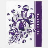 紫色のスポーツルームデコガールスカゴボールの星 フリースブランケット (正面)