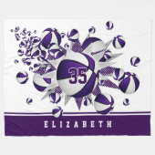 紫色のスポーツルームデコガールスカゴボールの星 フリースブランケット (正面(横))