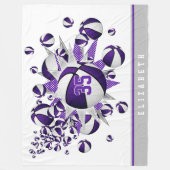 紫色のスポーツルームデコガールスカゴボールの星 フリースブランケット (正面)