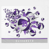 紫色のスポーツルームデコガールスカゴボールの星 フリースブランケット (正面(横))