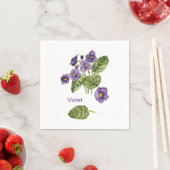 紫色のスミレ植物水彩紙ナプキン スタンダードカクテルナプキン (インサイチュ)