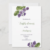 紫色のスミレ水の色イースターディナー招待状 招待状 (正面)