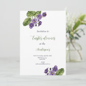 紫色のスミレ水の色イースターディナー招待状 招待状 (スタンド正面)