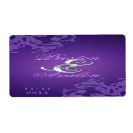 紫色のスワールシルバージュレ結婚ッドのワインラベル ラベル