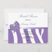 紫色のゼブラ印刷ブライダルシャワー招待状 招待状 (正面)