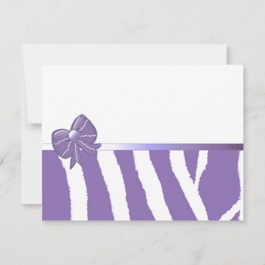 紫色のゼブラ印刷ブライダルシャワー招待状 招待状 (裏面)