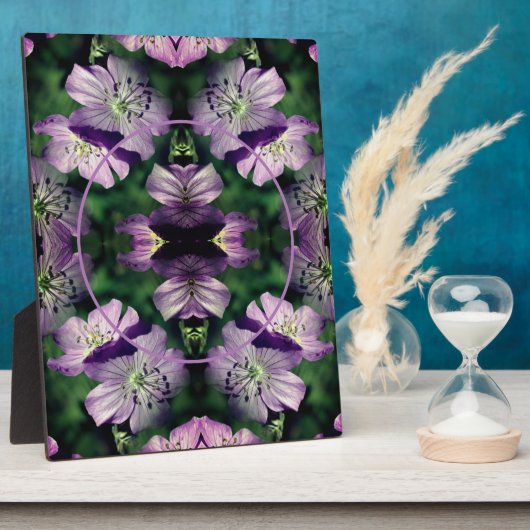 紫色のゼラニウムの花あなたの写真を追加 フォトプラーク (側面)