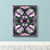 紫色のゼラニウムの花の乗算抽象芸術 キャンバスプリント (インサイチュ (ウッドフロア))