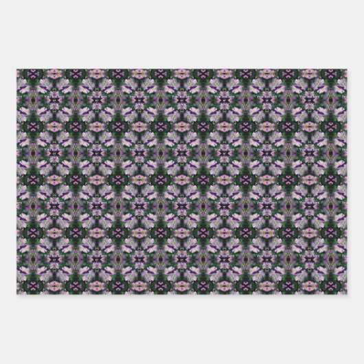 紫色のゼラニウムの花を増パーソナライズされた加 ラッピングペーパーシート (正面3)