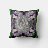 紫色のゼラニウム花フレームあなたの写真を追加 クッション (裏面)