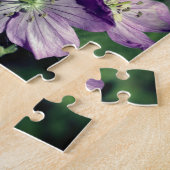 紫色のゼラニウム花フレームあなたの写真を追加 ジグソーパズル (側面)