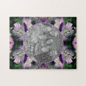 紫色のゼラニウム花フレームあなたの写真を追加 ジグソーパズル (横)