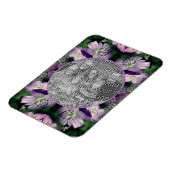 紫色のゼラニウム花フレームあなたの写真を追加 マグネット (左側)