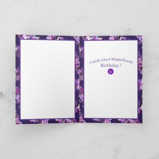 紫色のソウル誕生日カード サンキューカード (内部)
