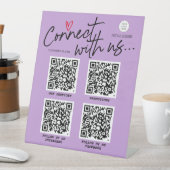 紫色のソーシャルメディアネットワークQRコードモダン記号 台座サイン (インサイチュ)