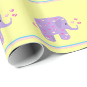 紫色のゾウ(ハートとストライプ) ラッピングペーパー (ロールコーナー)