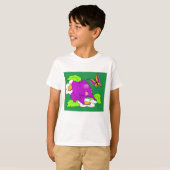 紫色のゾウT型 Tシャツ (正面フル)
