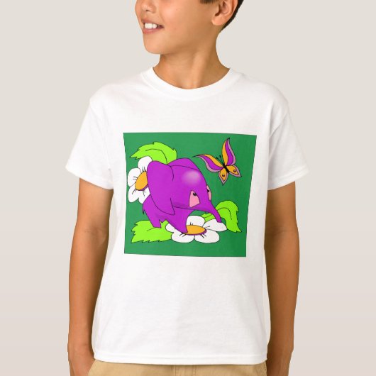 紫色のゾウT型 Tシャツ (正面)