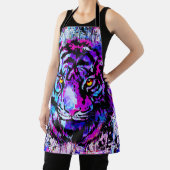 紫色のタイガーヘッド – タイガーエプロン – タイガーポートレート エプロン (インサイチュ)